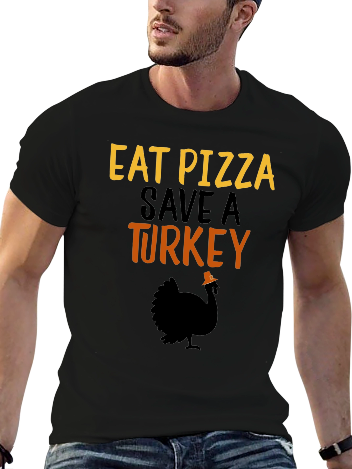 Eat Pizza Save a Turkey Graphic T-Shirt
