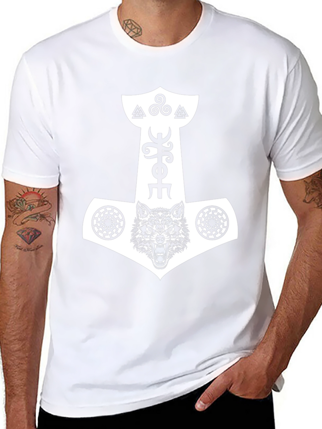 Viking Wolf Hammer Graphic Tee