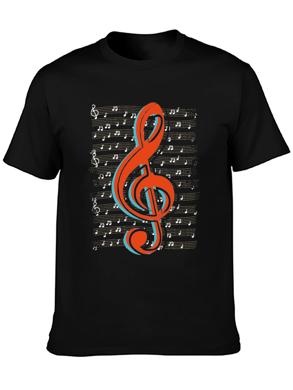 Musical Treble Clef Graphic Tee - Black Cotton