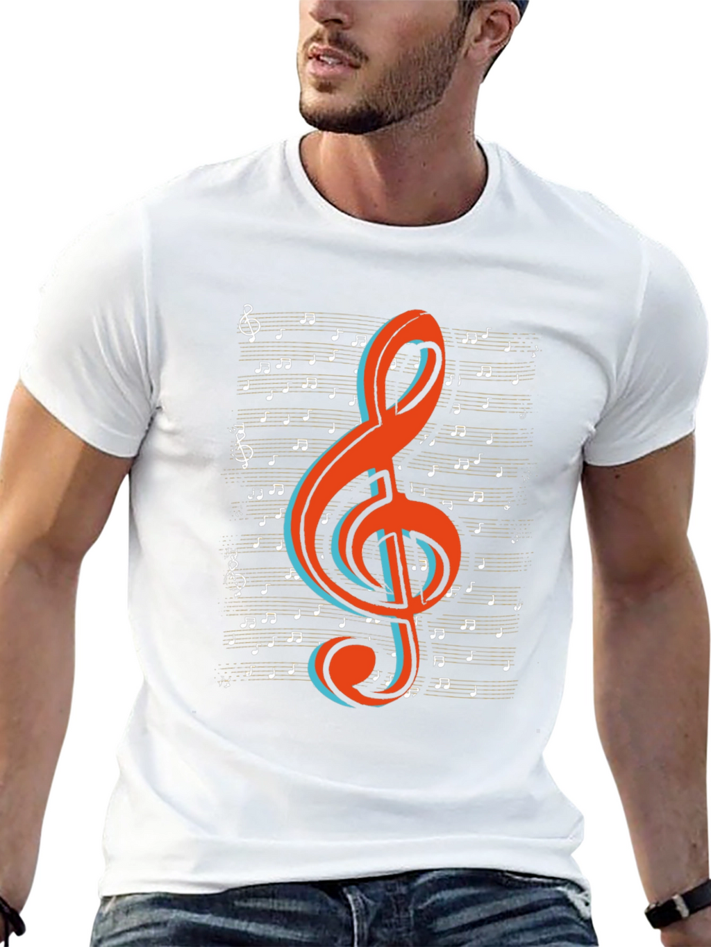 Musical Treble Clef Graphic Tee - Black Cotton