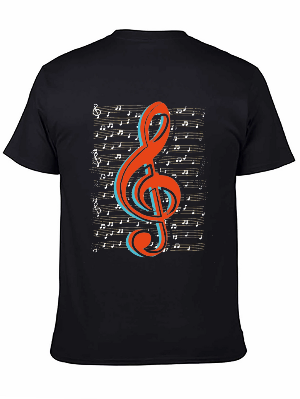 Musical Treble Clef Graphic Tee - Black Cotton