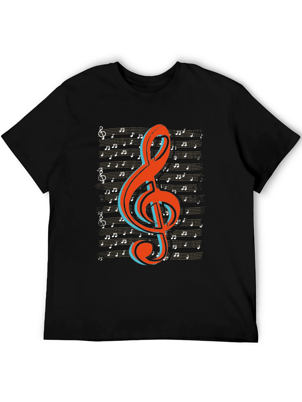Musical Treble Clef Graphic Tee - Black Cotton