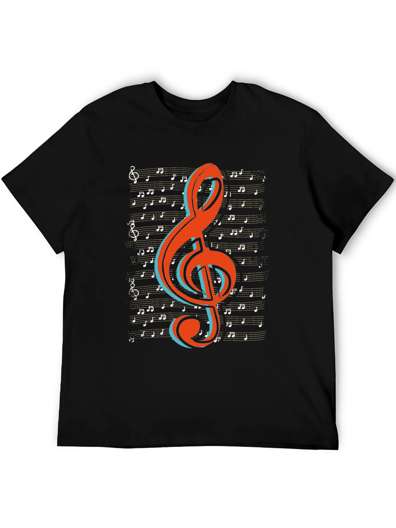 Musical Treble Clef Graphic Tee - Black Cotton