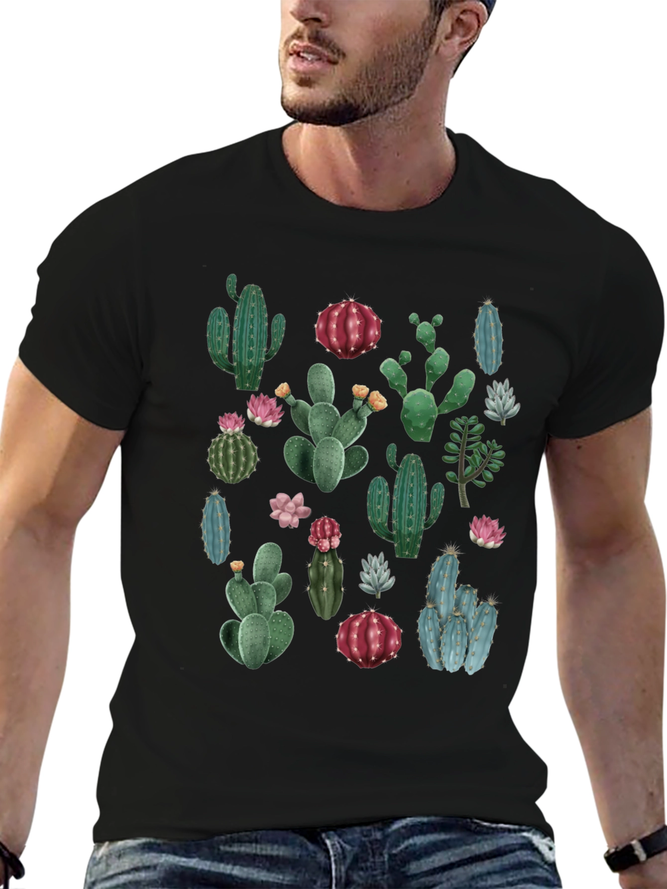 Cactus Print T-Shirt - Desert Botanical Tee