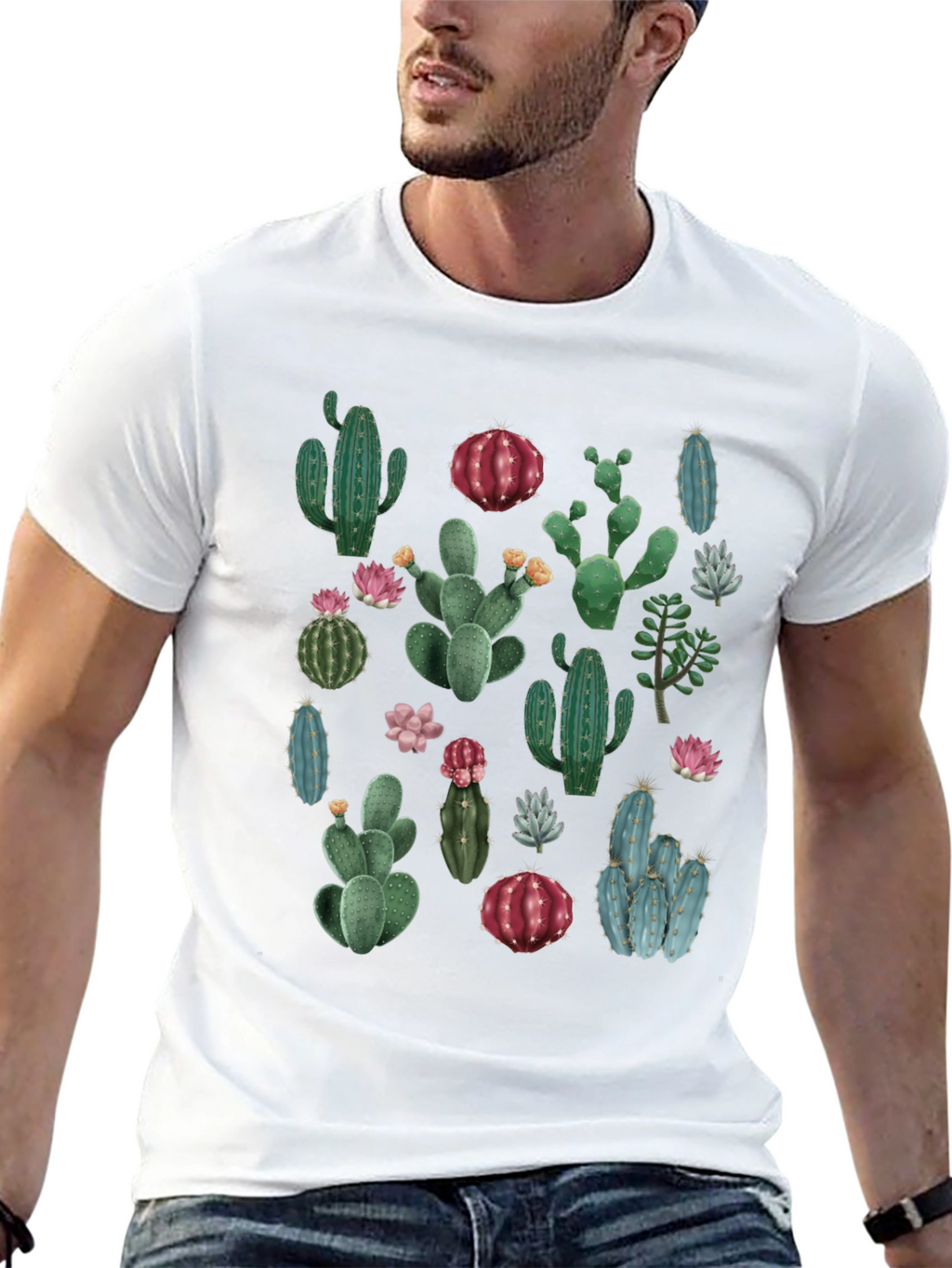 Cactus Print T-Shirt - Desert Botanical Tee