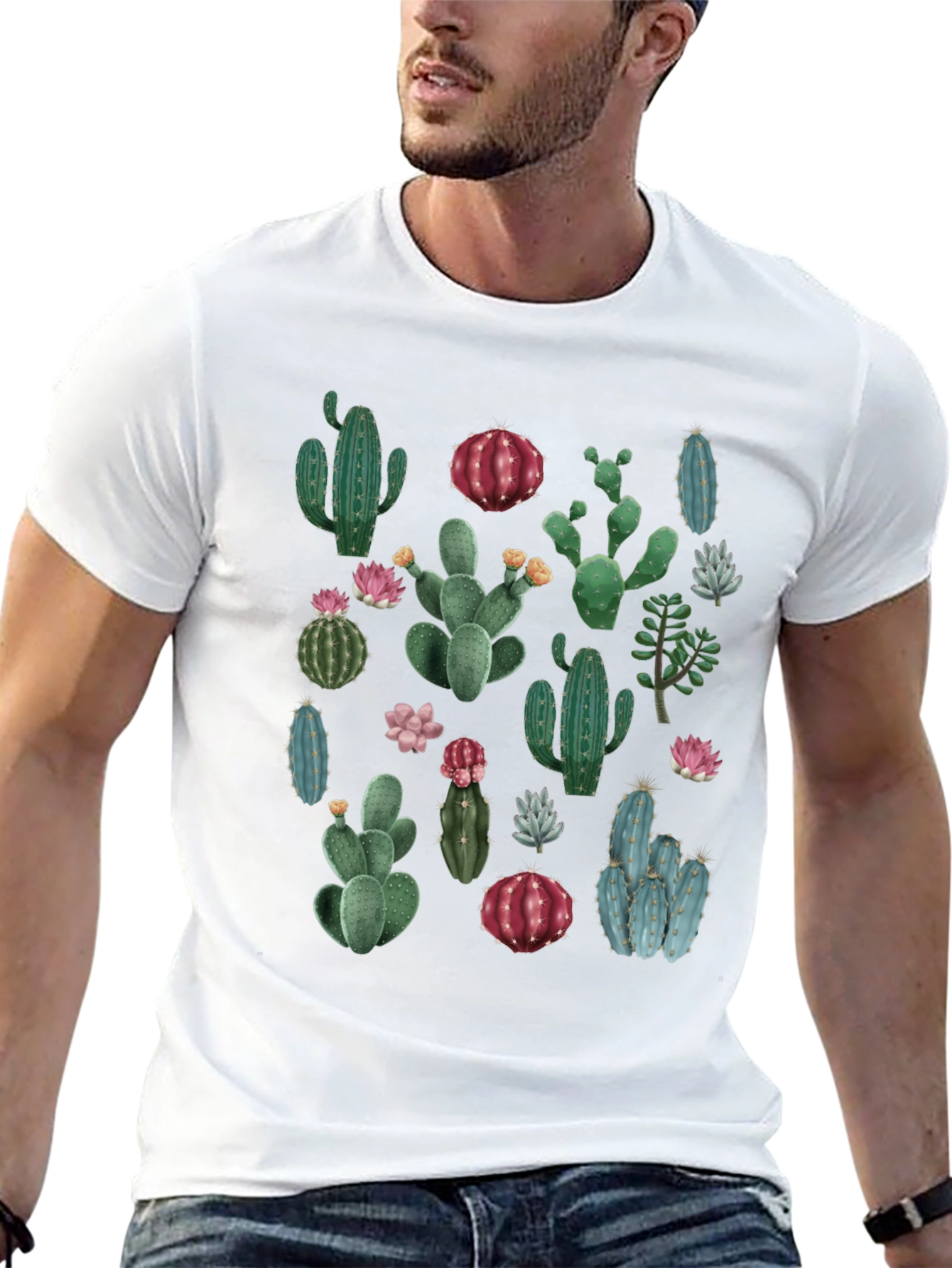 Cactus Print T-Shirt - Desert Botanical Tee