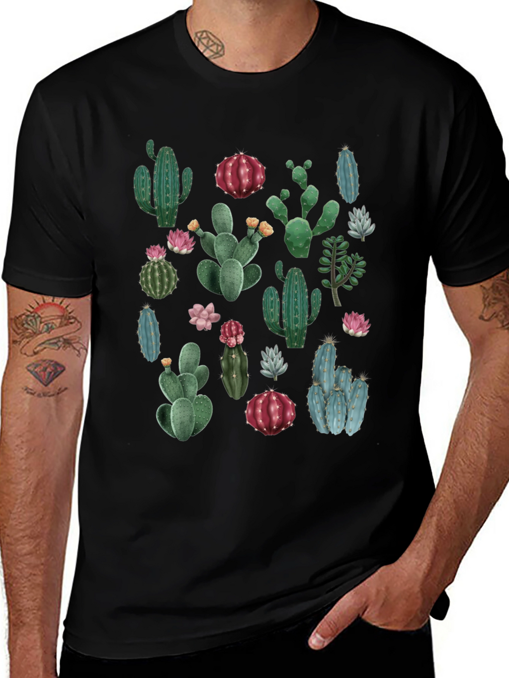 Cactus Print T-Shirt - Desert Botanical Tee