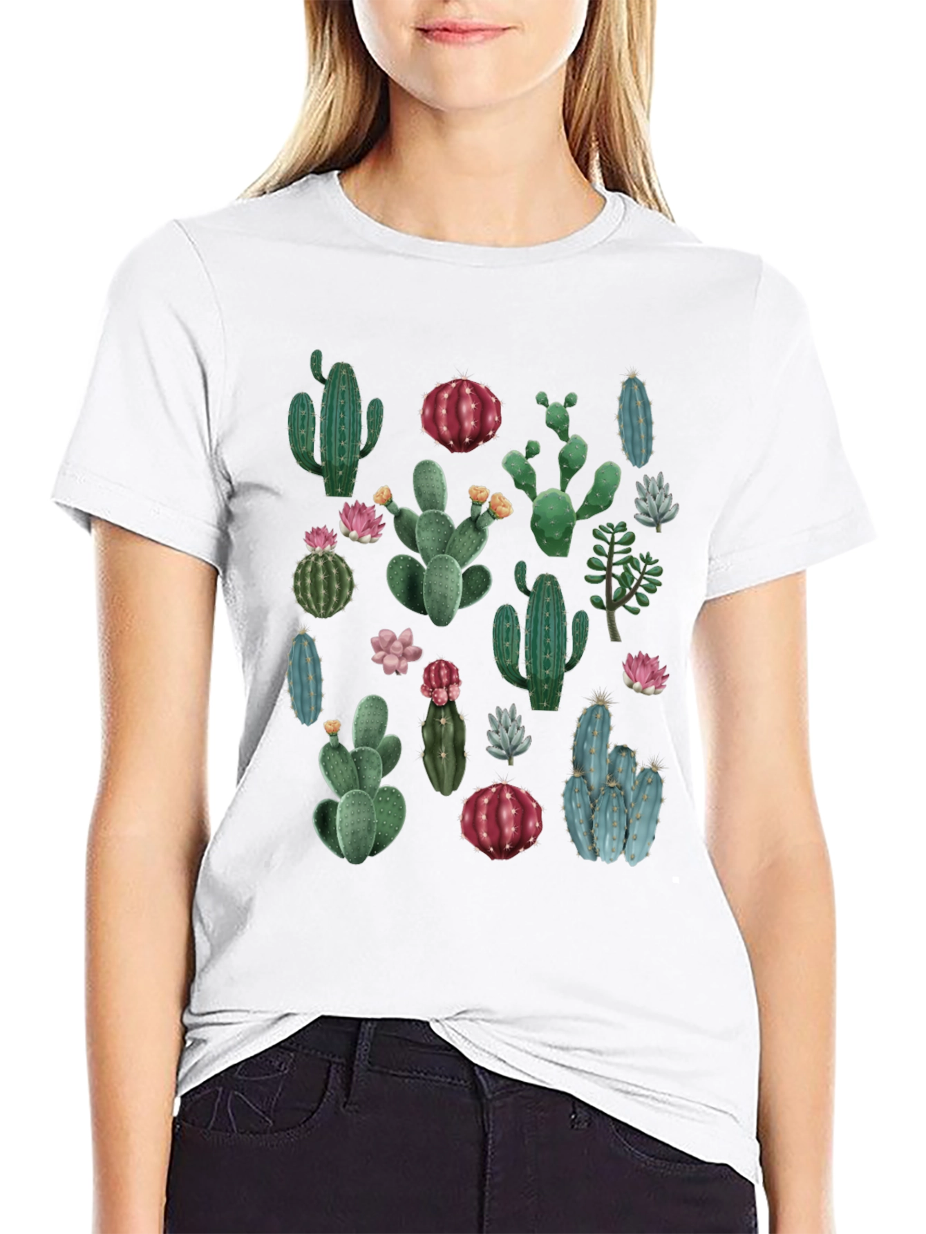 Cactus Print T-Shirt - Desert Botanical Tee