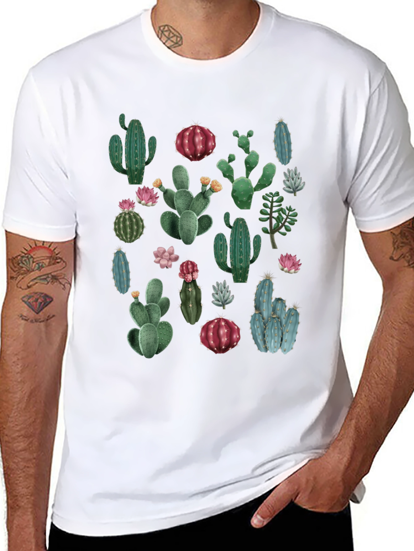 Cactus Print T-Shirt - Desert Botanical Tee
