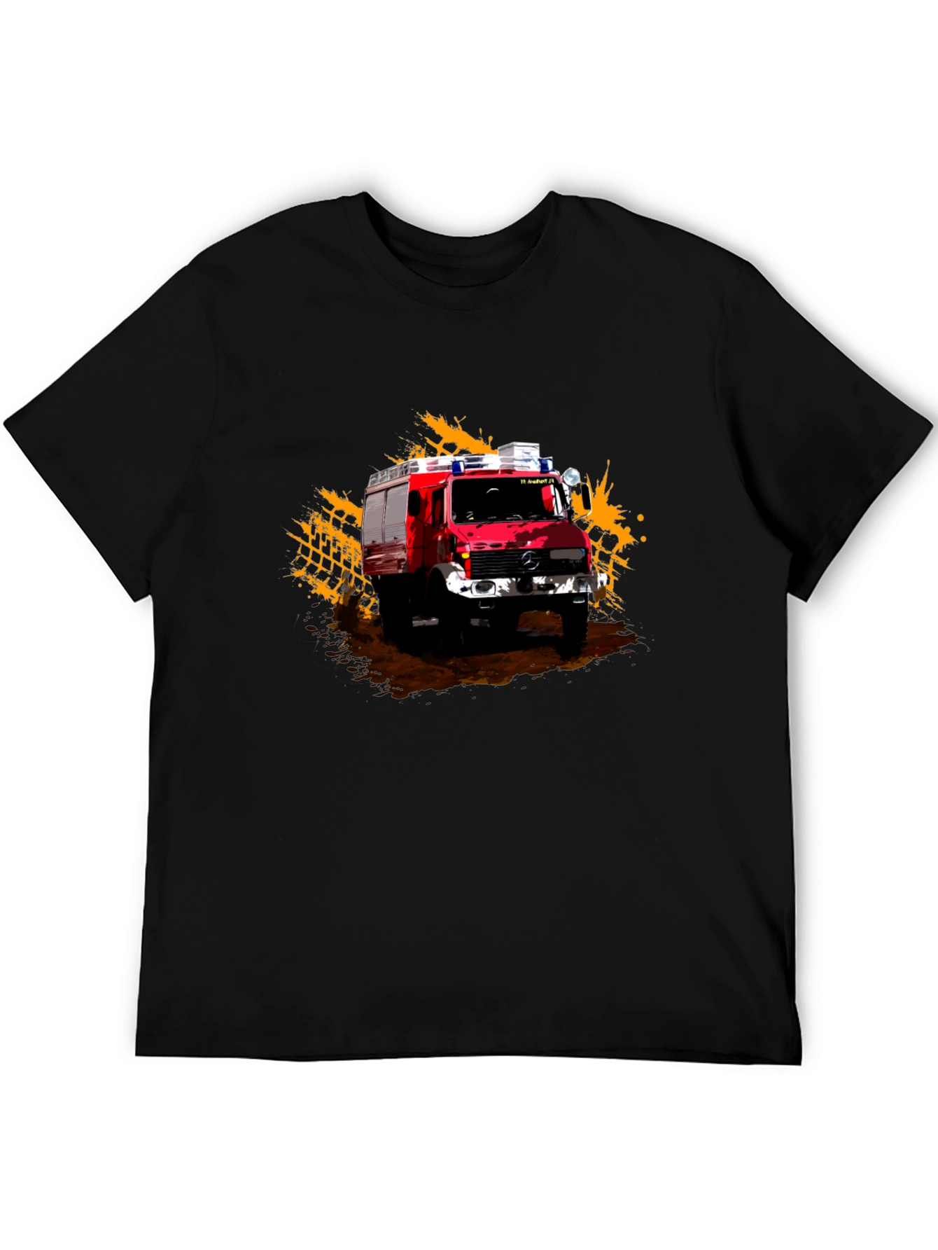 Firetruck Graphic Tee - Black Cotton T-Shirt