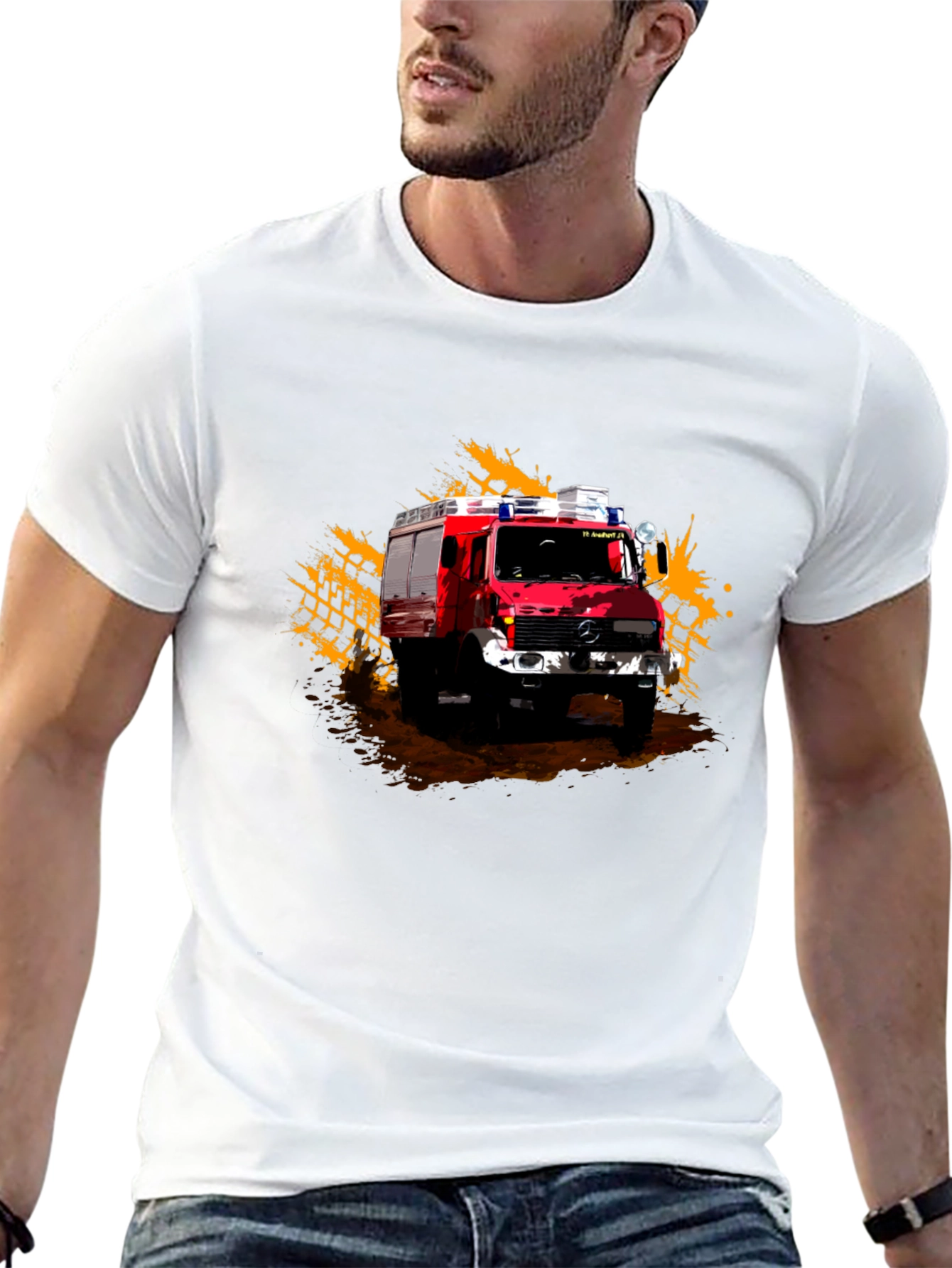 Firetruck Graphic Tee - Black Cotton T-Shirt