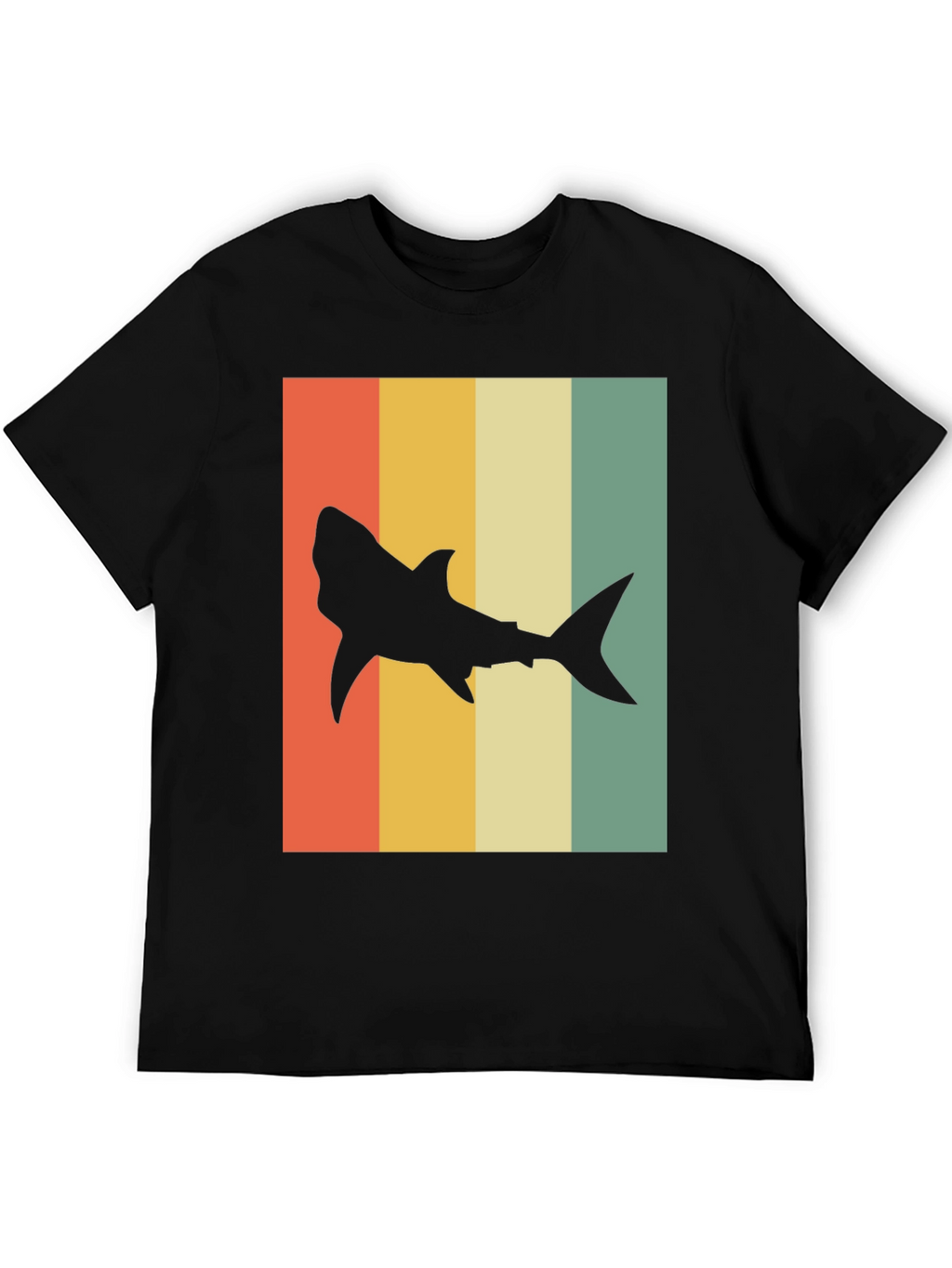 Retro Shark T-Shirt - Mens Black Tee