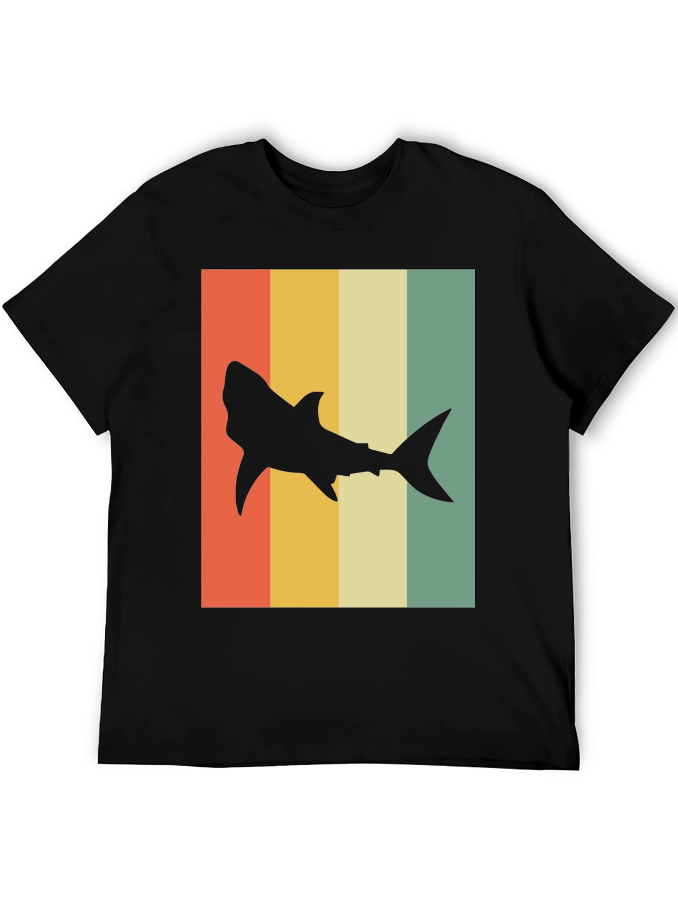 Retro Shark T-Shirt - Mens Black Tee
