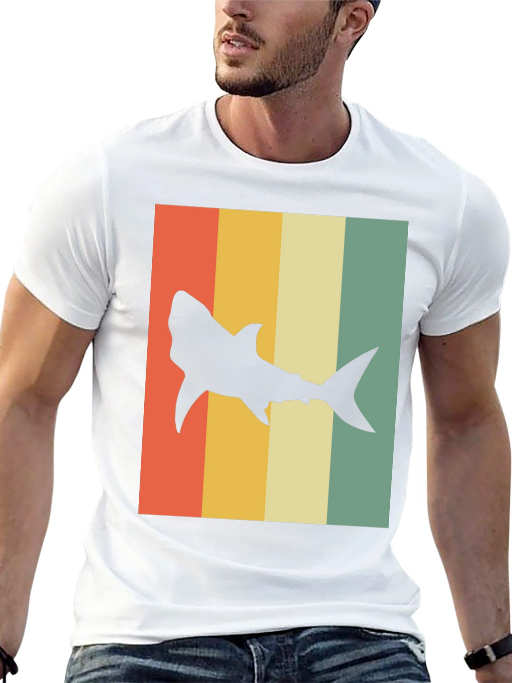 Retro Shark T-Shirt - Mens Black Tee