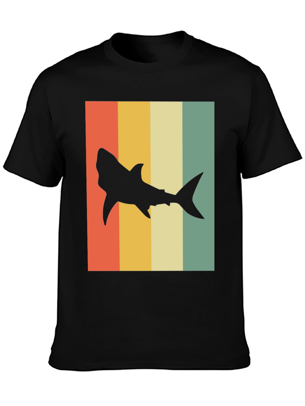 Retro Shark T-Shirt - Mens Black Tee