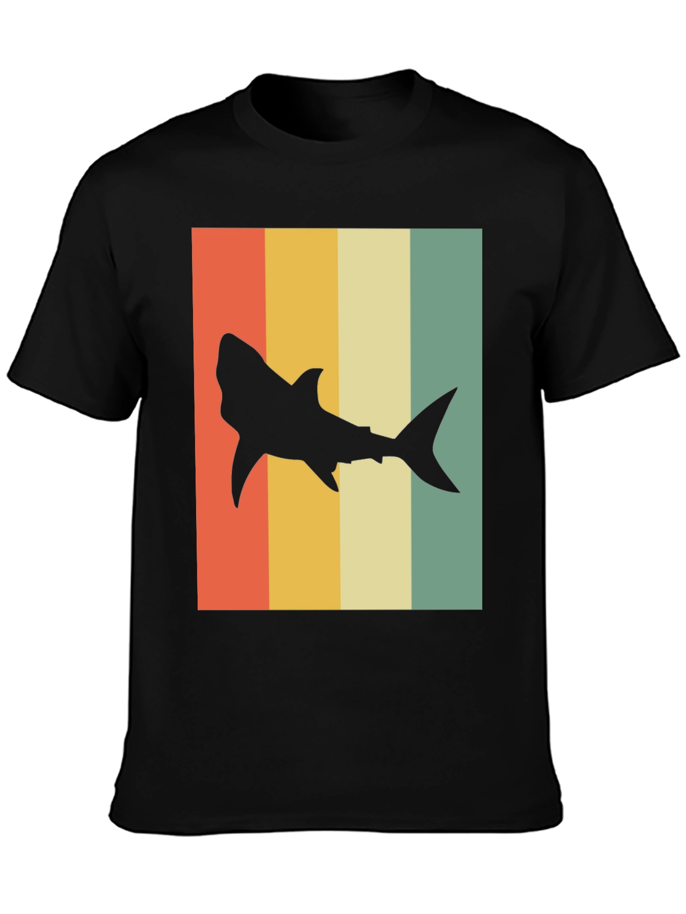 Retro Shark T-Shirt - Mens Black Tee