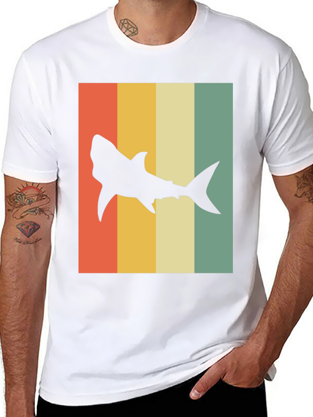 Retro Shark T-Shirt - Mens Black Tee