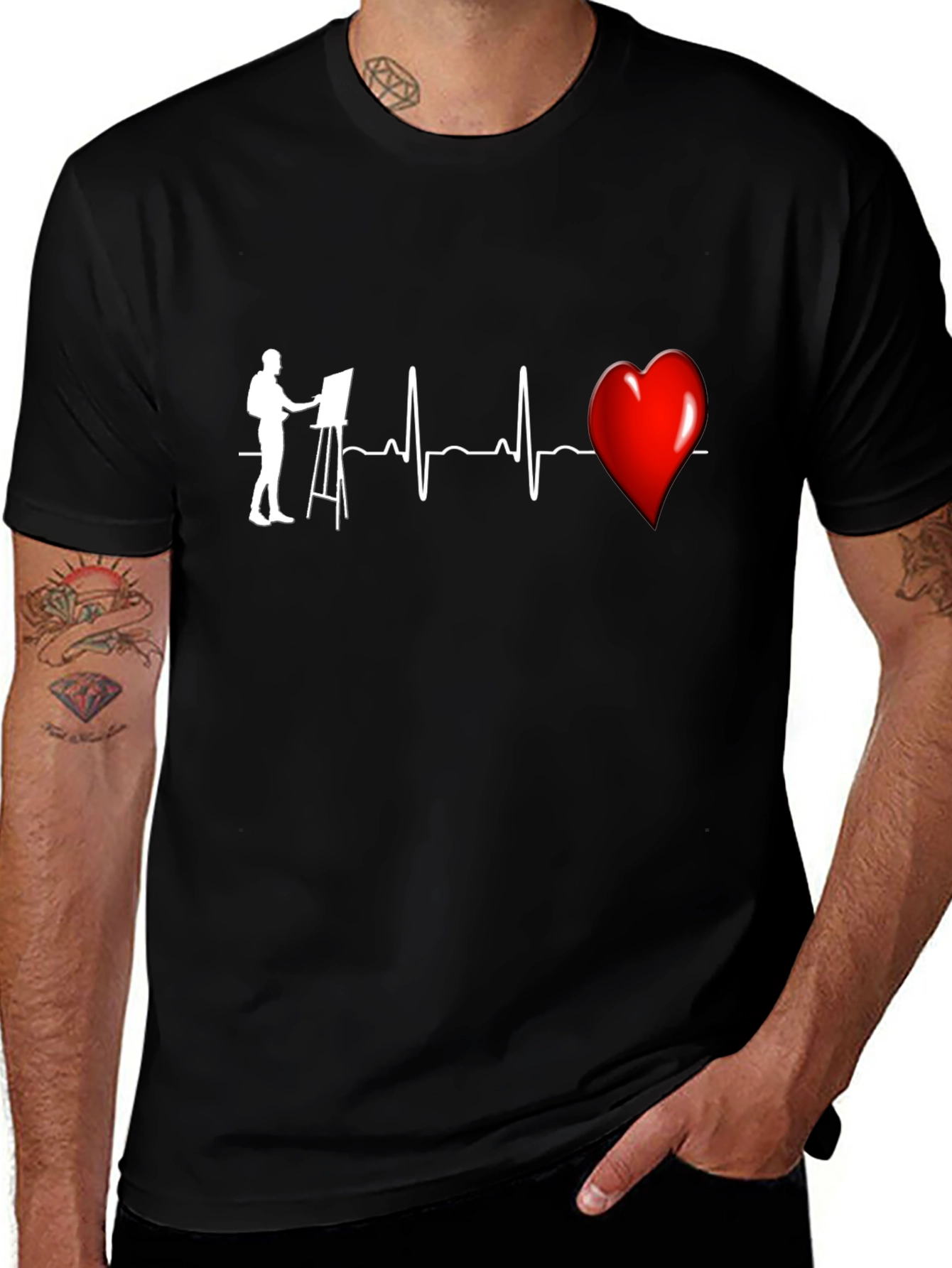 Artist Heartbeat Graphic T-Shirt - Black