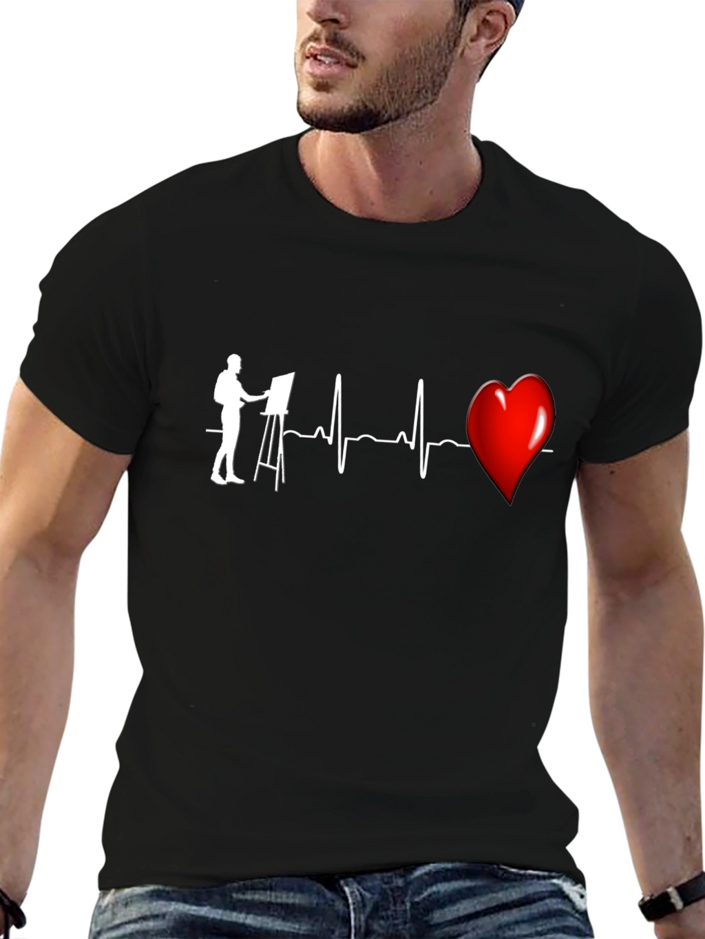 Artist Heartbeat Graphic T-Shirt - Black