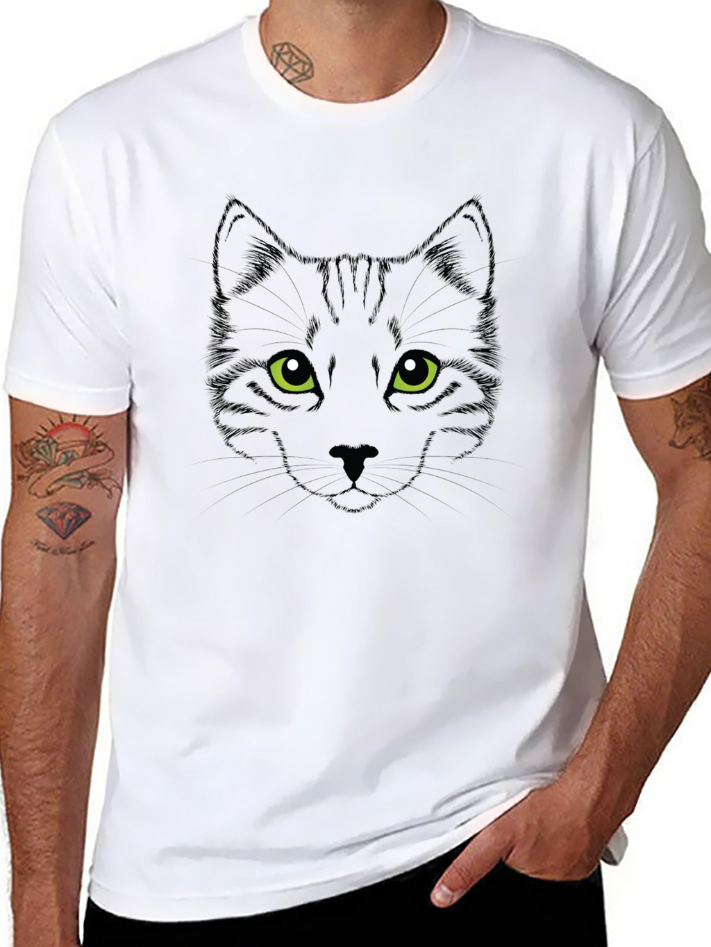 Cool Black Cat Graphic T-Shirt