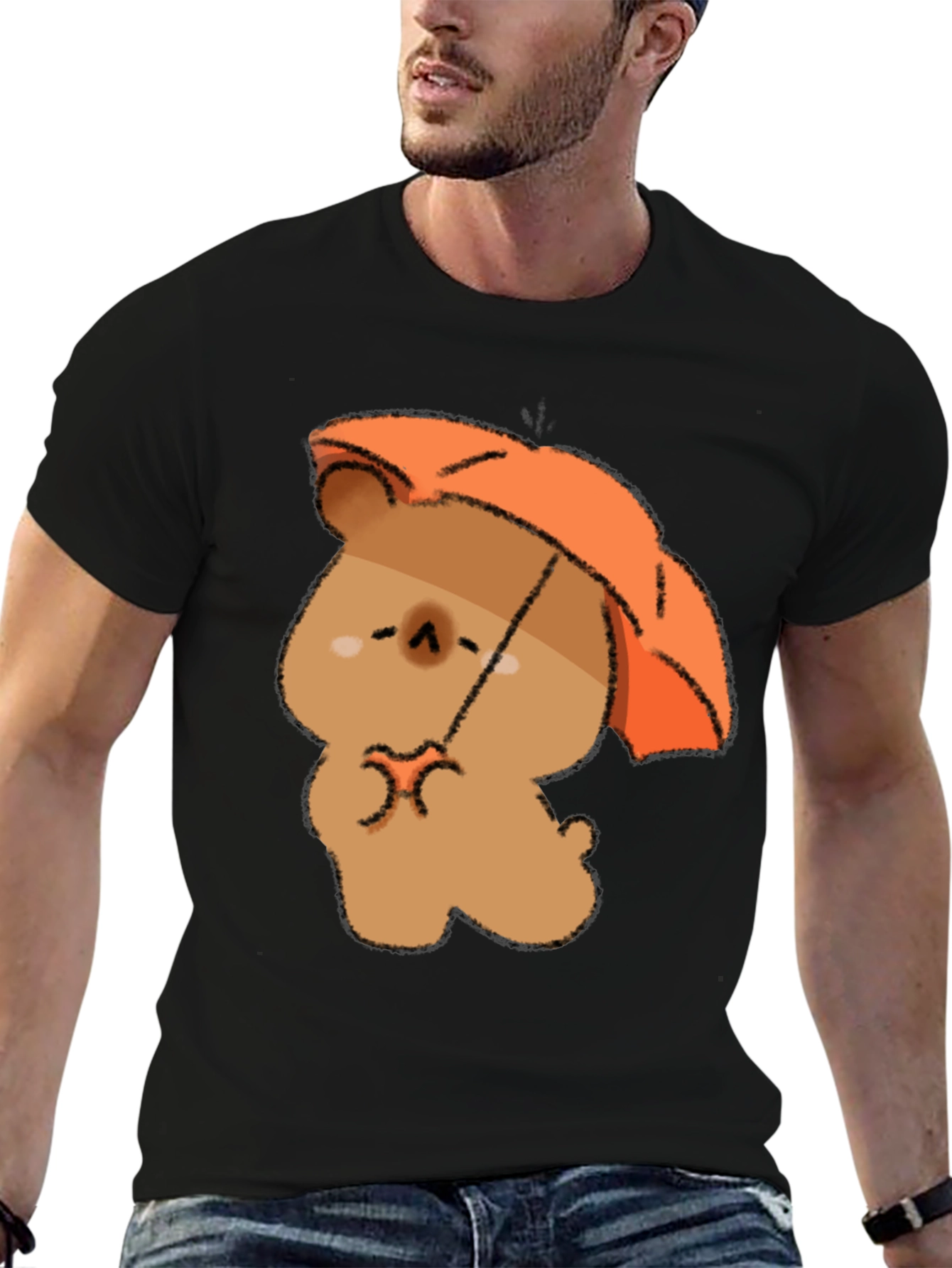 Cute Bear with Umbrella Graphic T-Shirt
