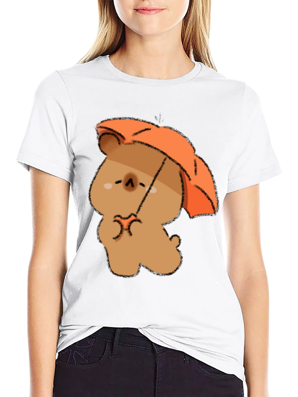Cute Bear with Umbrella Graphic T-Shirt