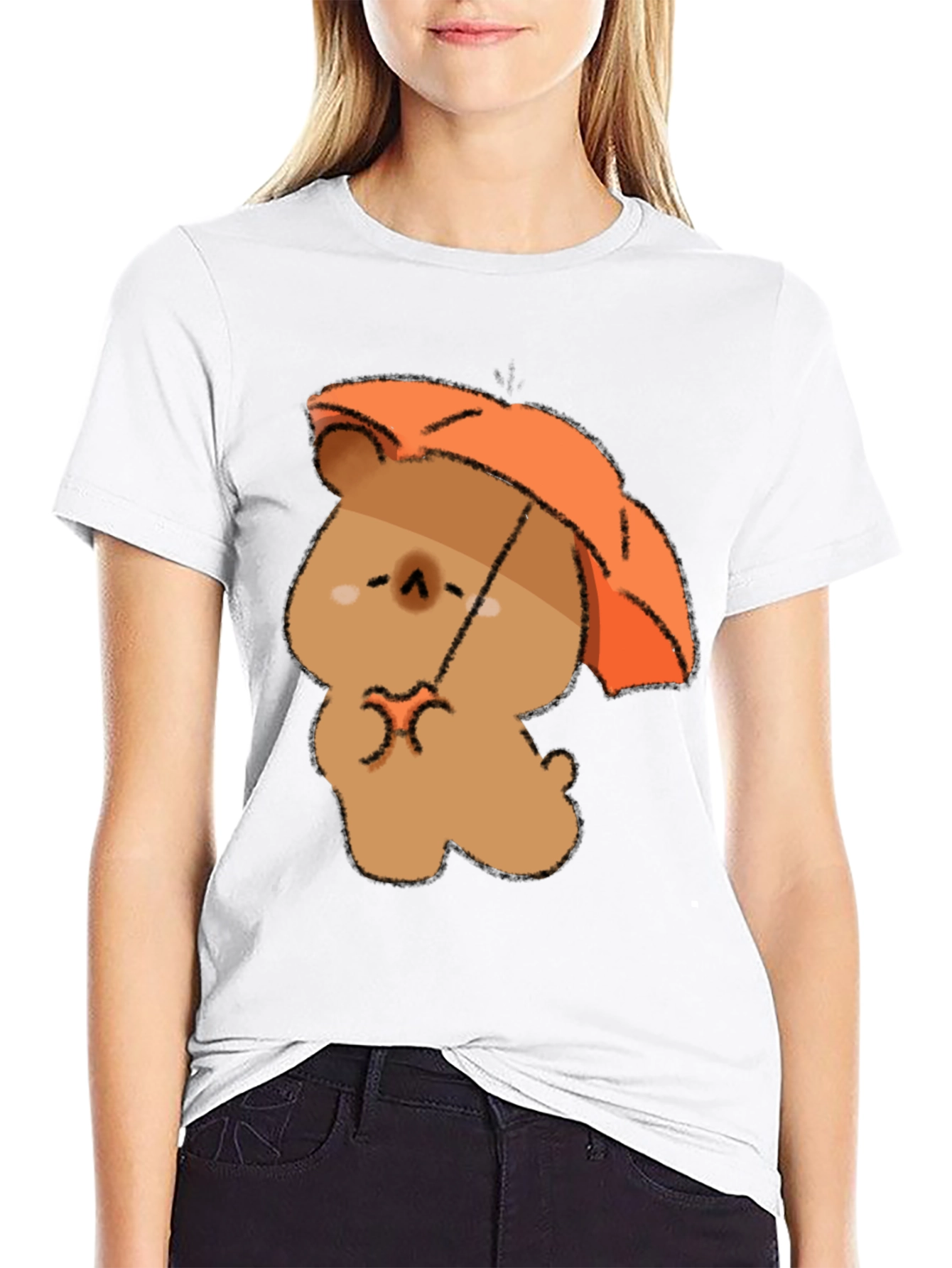 Cute Bear with Umbrella Graphic T-Shirt