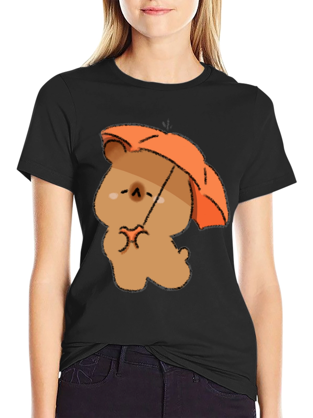 Cute Bear with Umbrella Graphic T-Shirt
