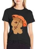 Cute Bear with Umbrella Graphic T-Shirt