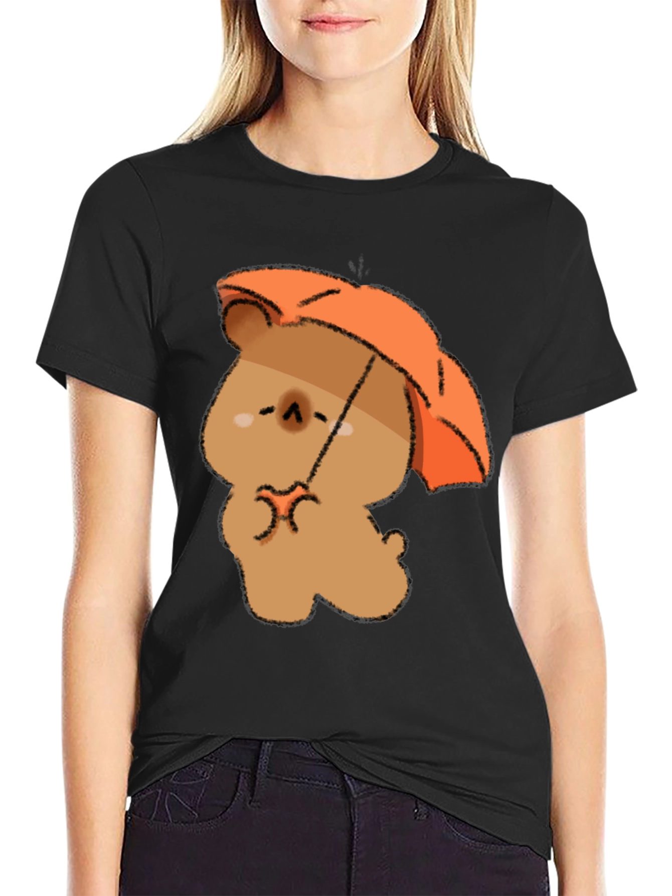 Cute Bear with Umbrella Graphic T-Shirt