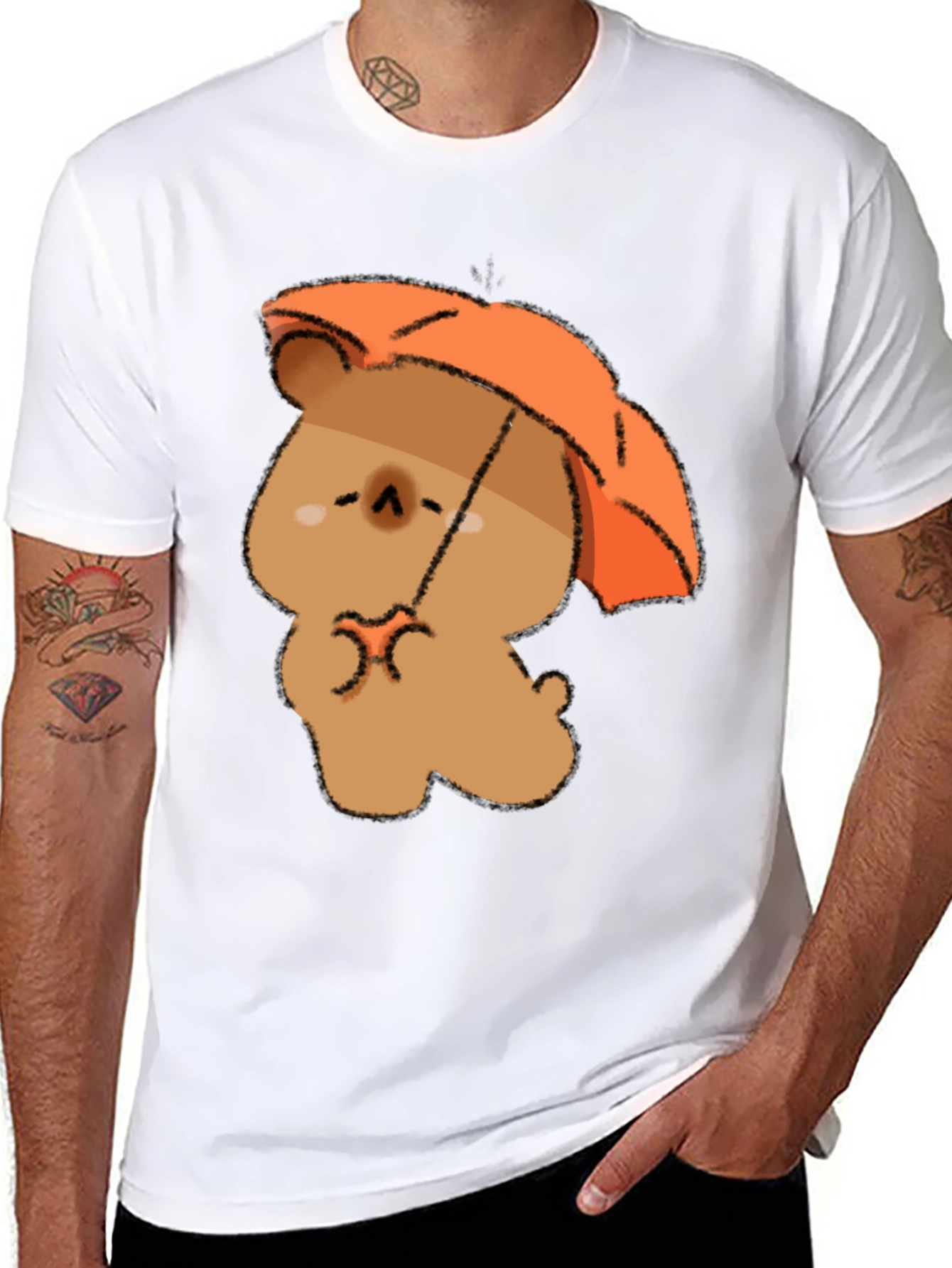 Cute Bear with Umbrella Graphic T-Shirt