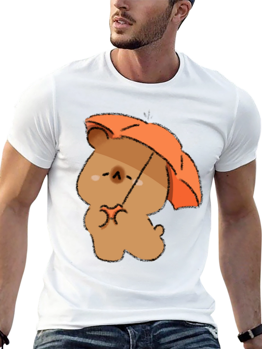 Cute Bear with Umbrella Graphic T-Shirt