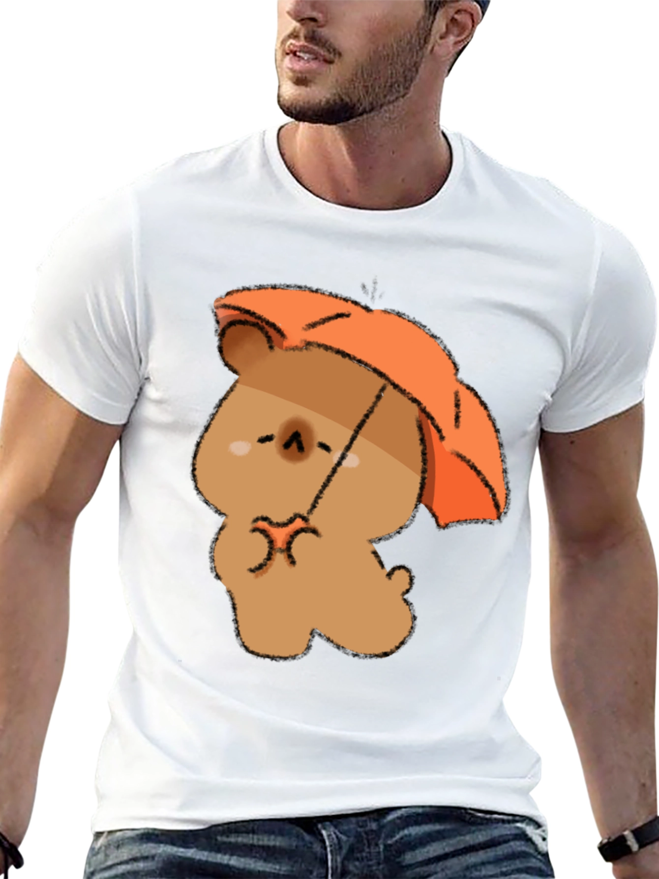 Cute Bear with Umbrella Graphic T-Shirt