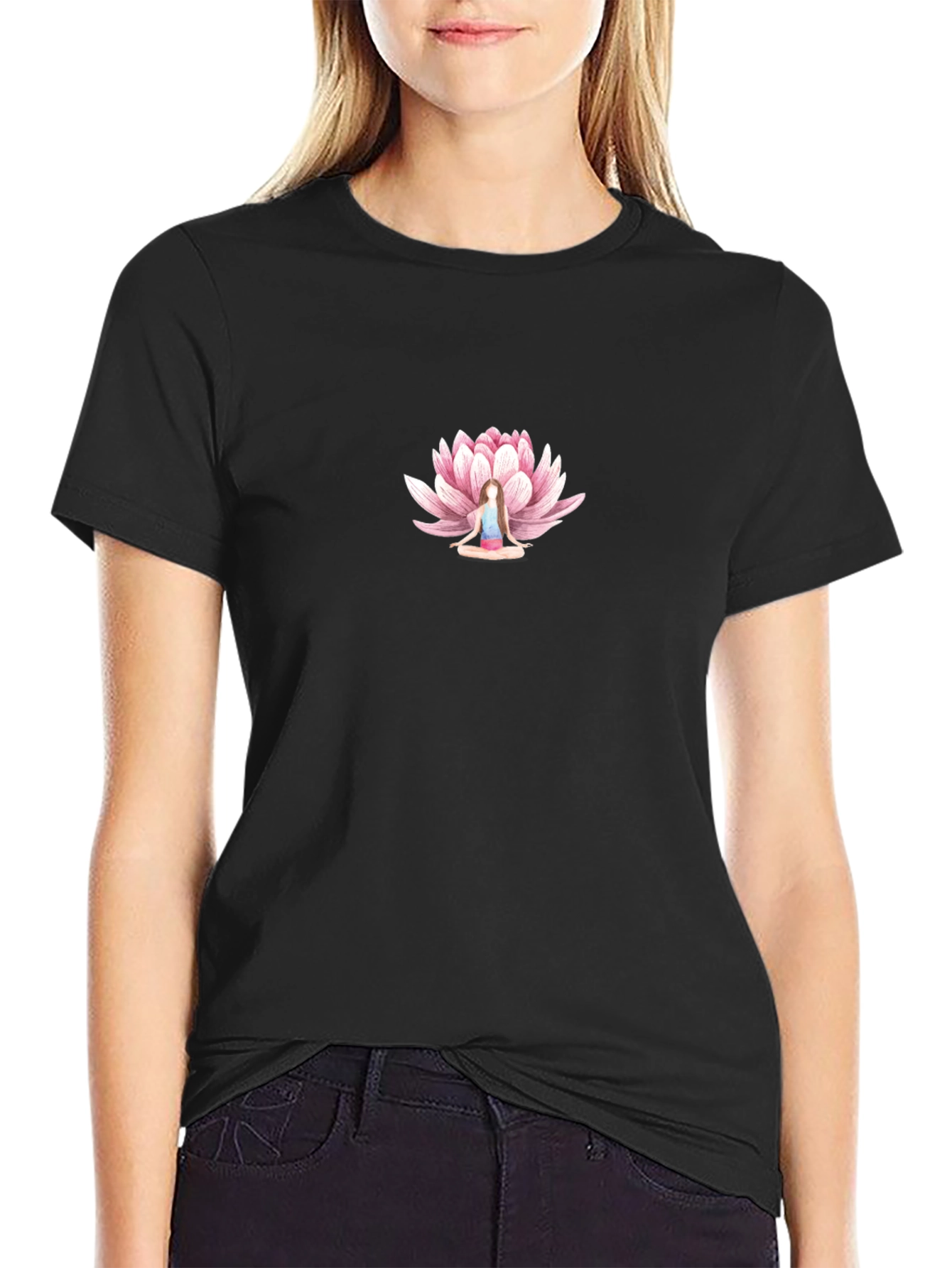 Lotus Meditation Graphic Tee - Black
