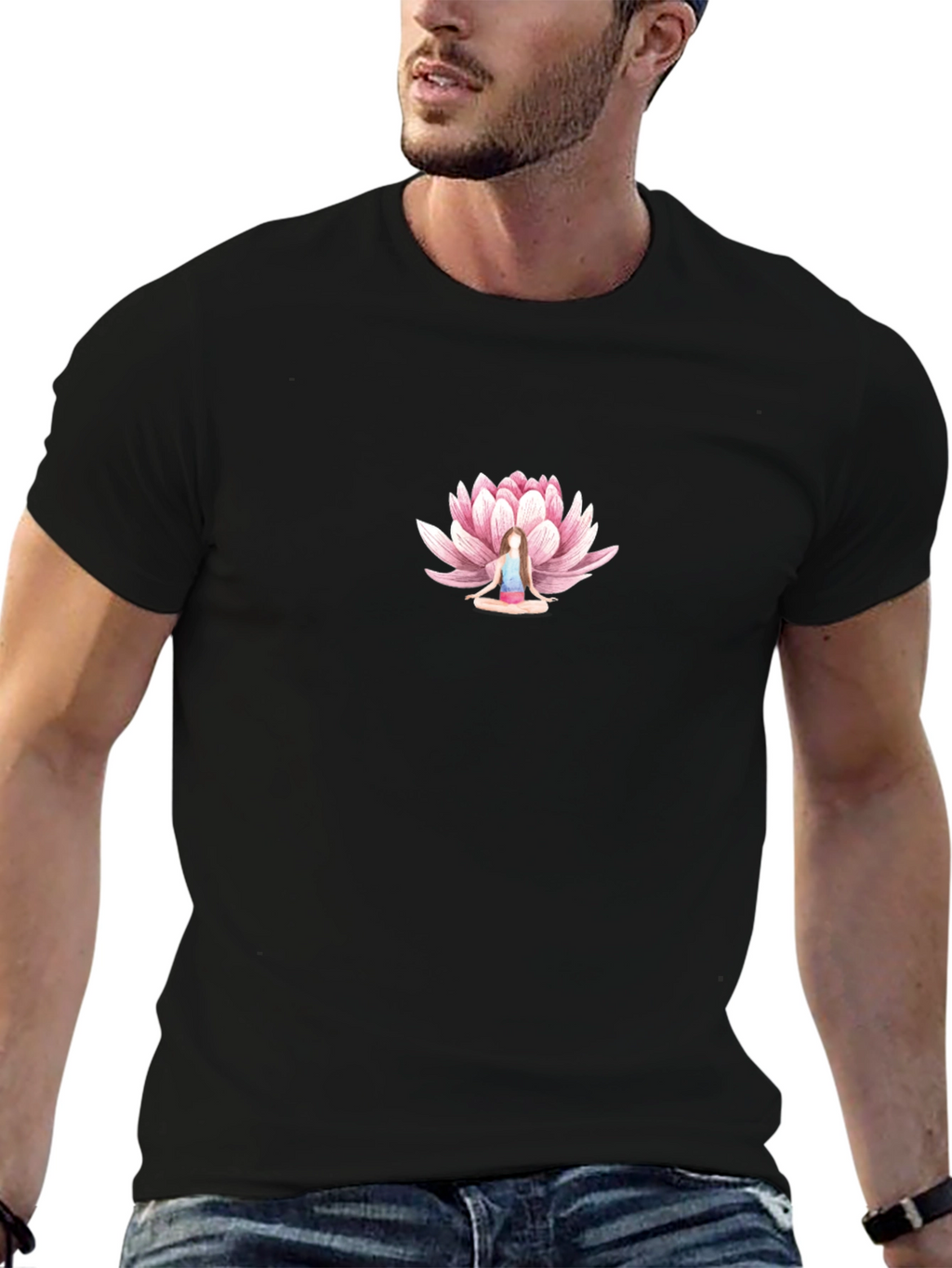 Lotus Meditation Graphic Tee - Black