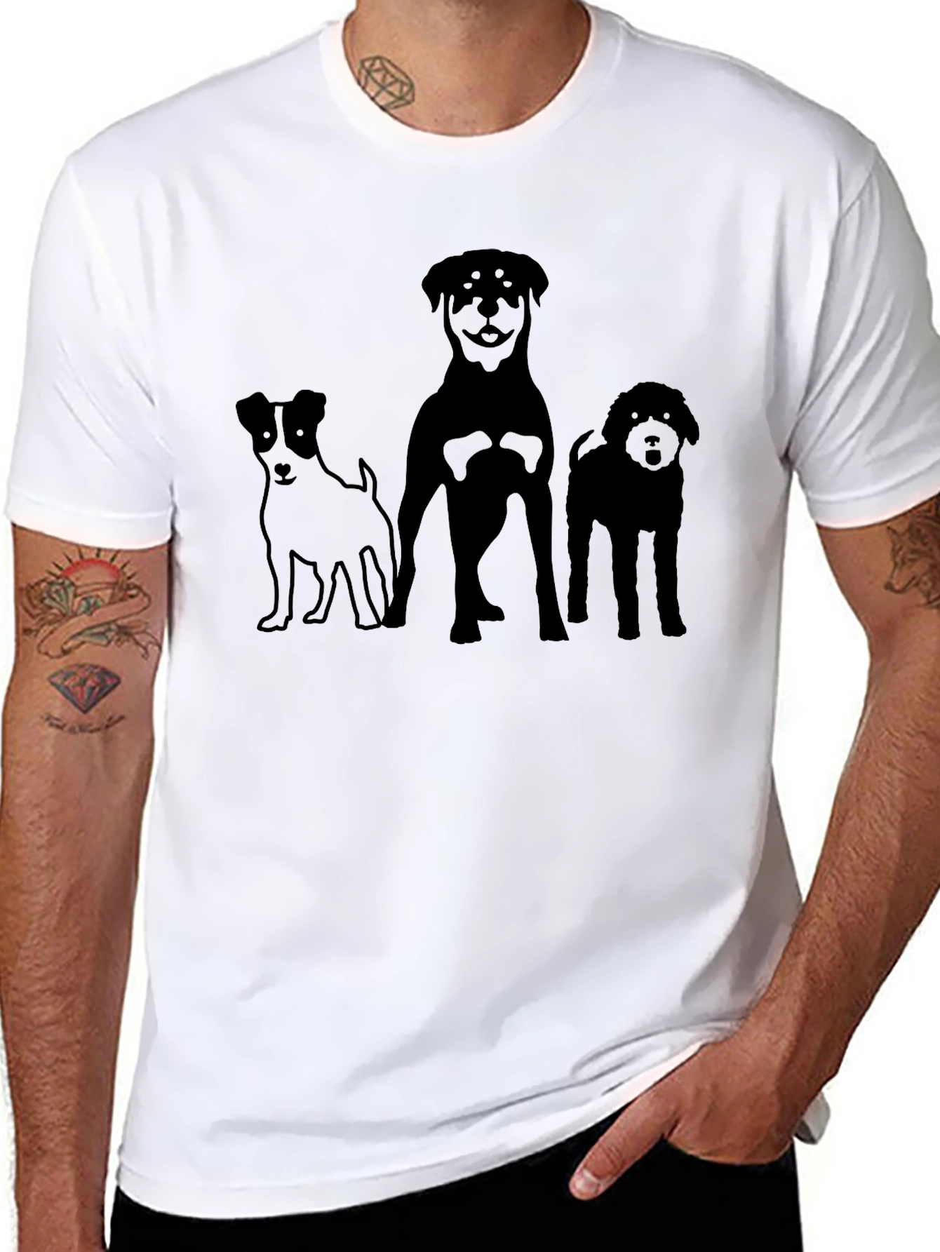 Dog Breed Silhouette Graphic Tee - Black