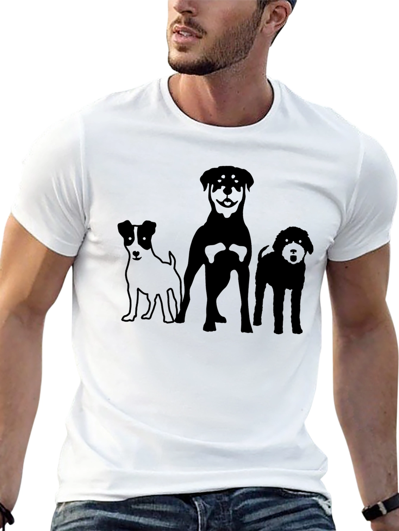Dog Breed Silhouette Graphic Tee - Black