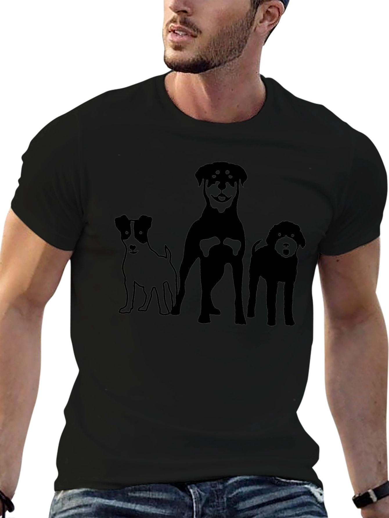 Dog Breed Silhouette Graphic Tee - Black