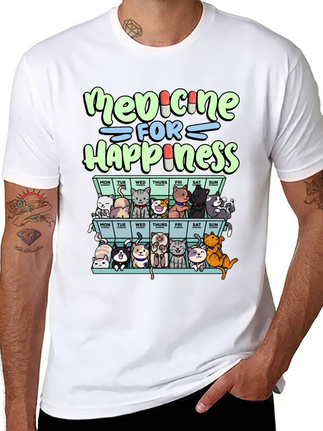 Medicine For Happiness Cats T-Shirt