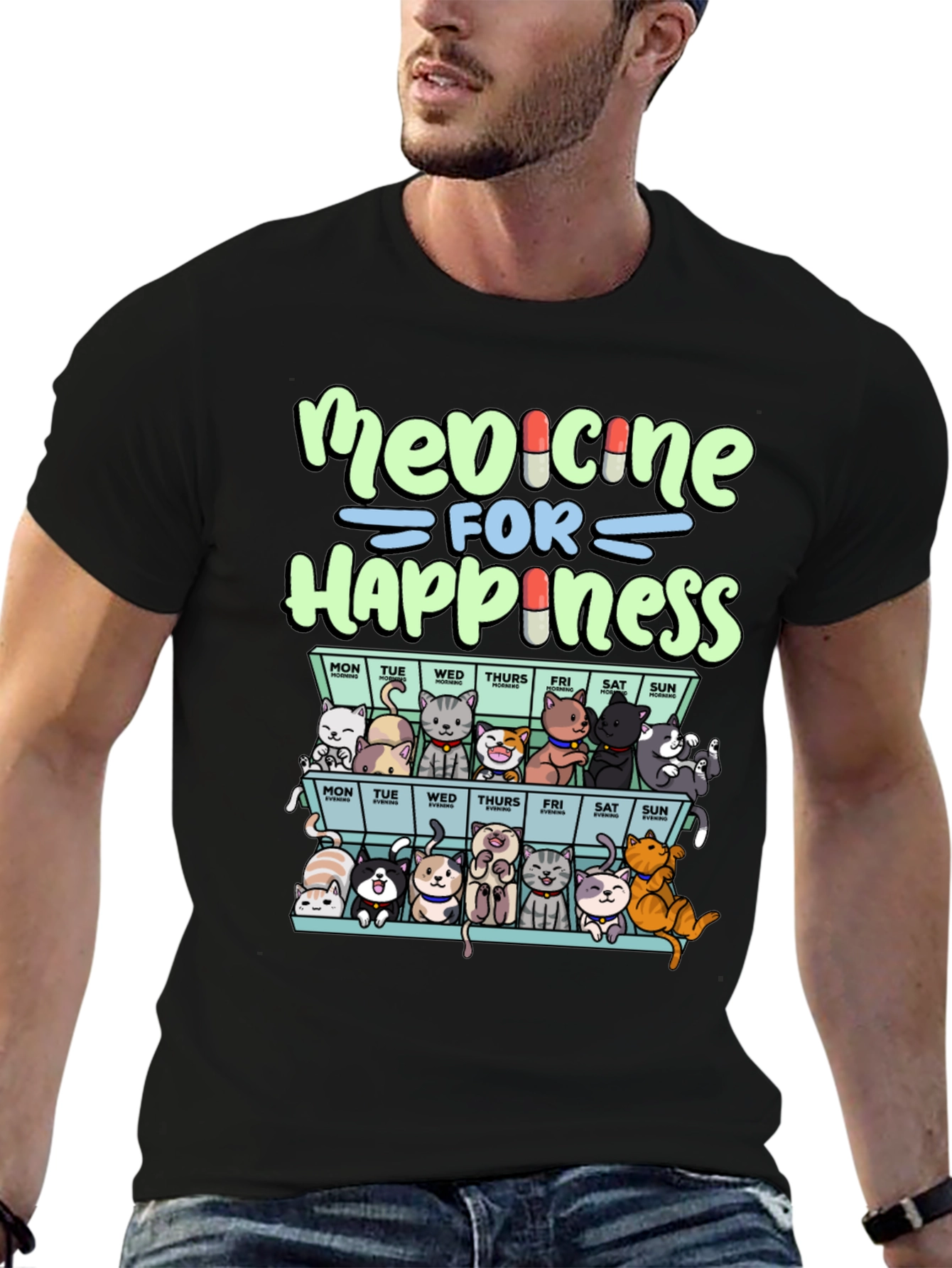Medicine For Happiness Cats T-Shirt
