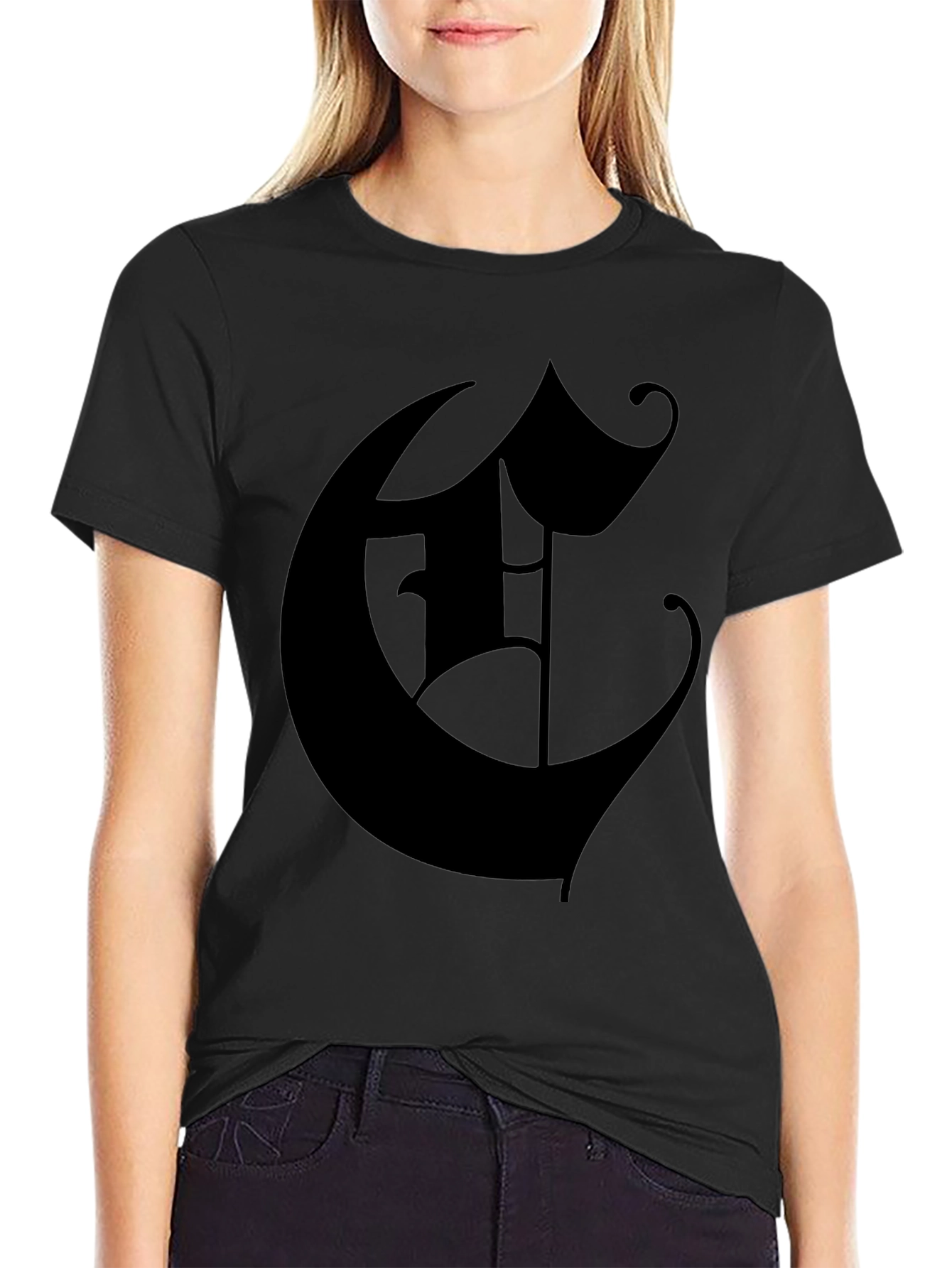 Monogram C Black T-Shirt - Classic Letter Design
