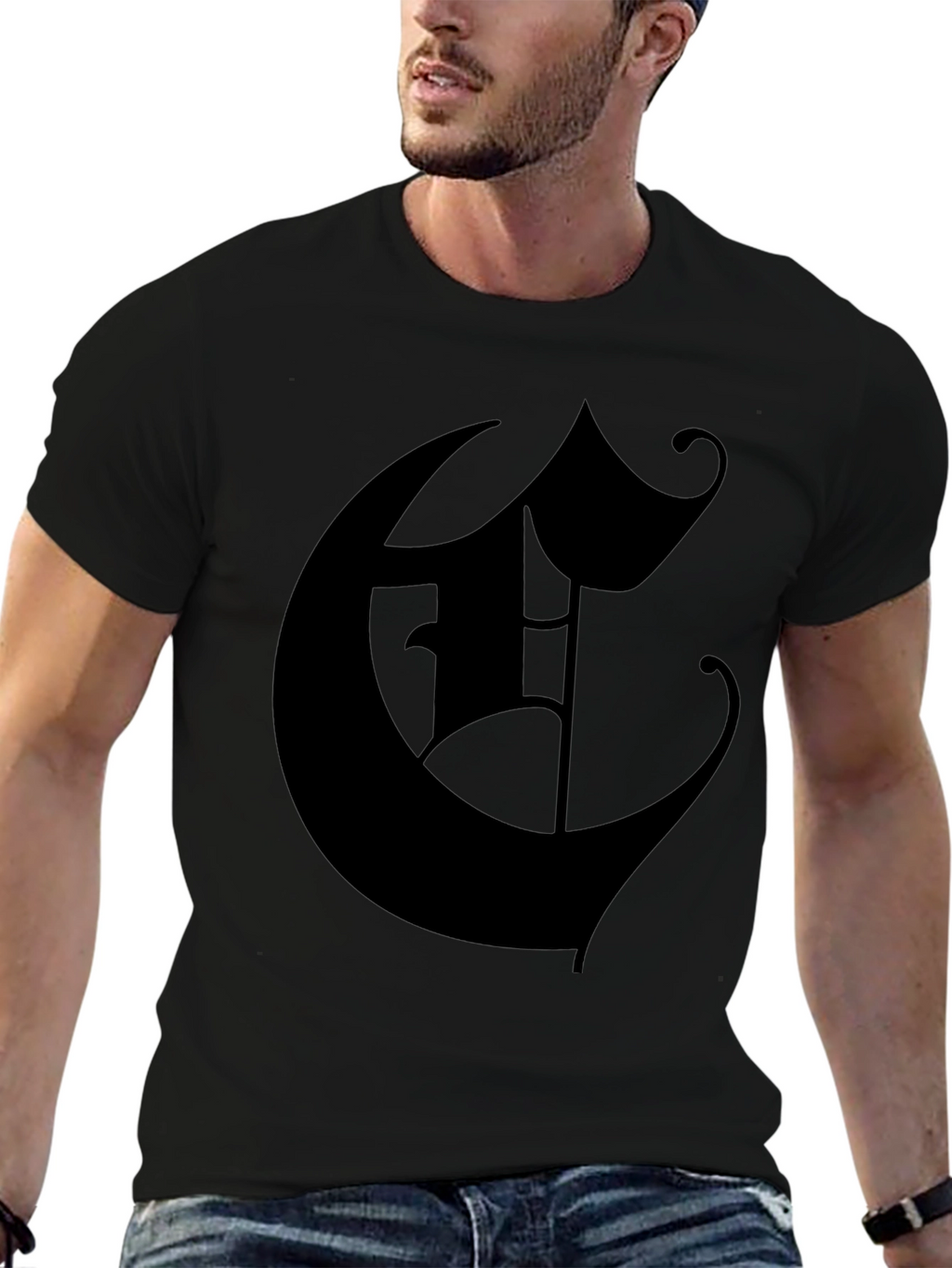 Monogram C Black T-Shirt - Classic Letter Design