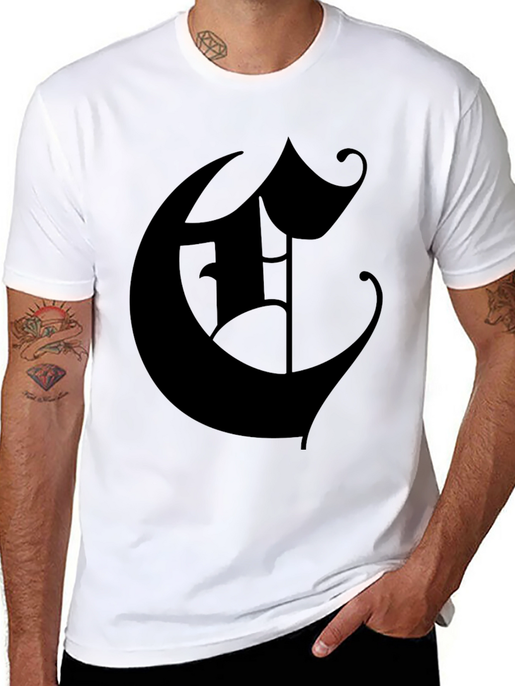 Monogram C Black T-Shirt - Classic Letter Design