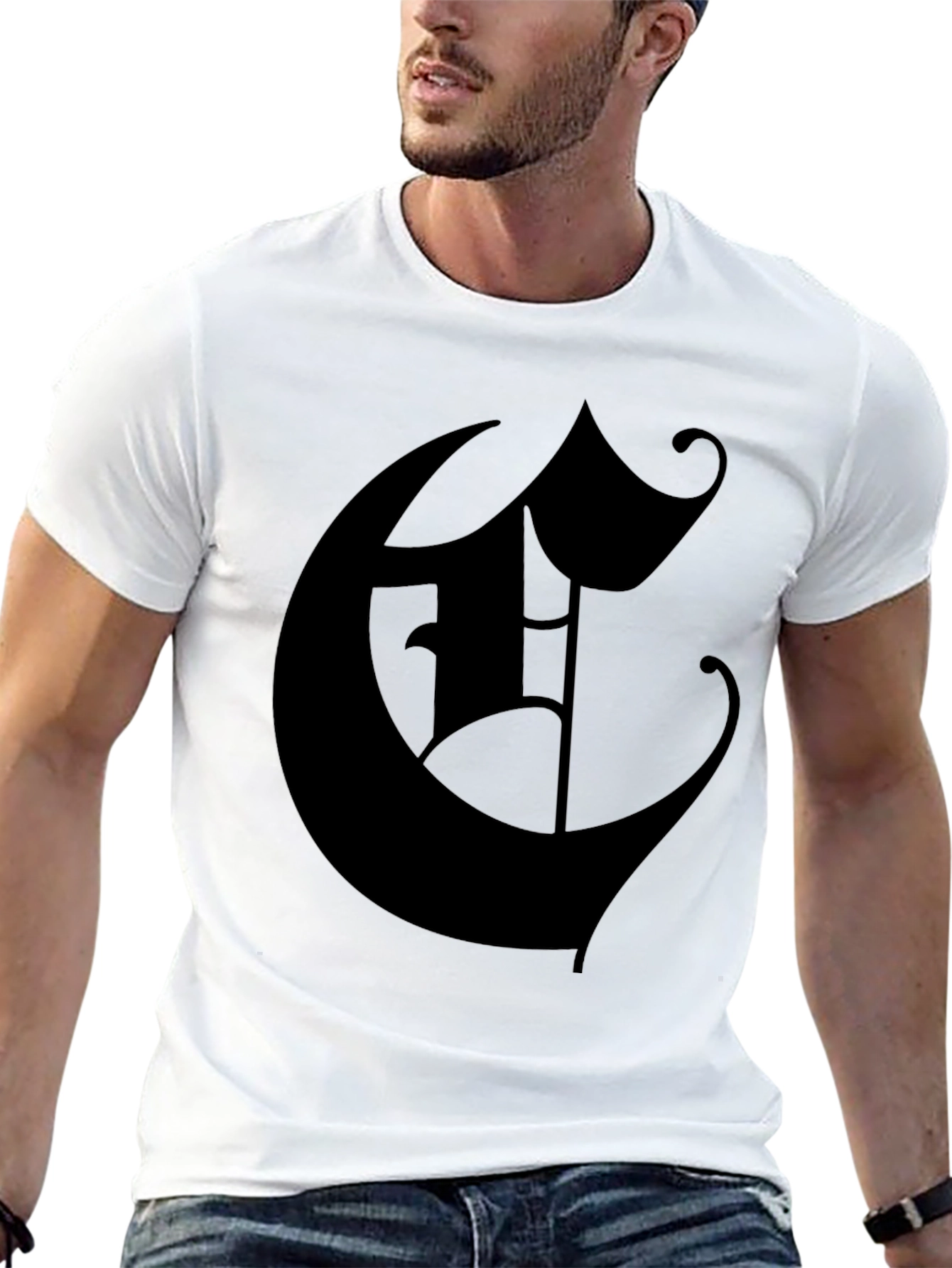 Monogram C Black T-Shirt - Classic Letter Design
