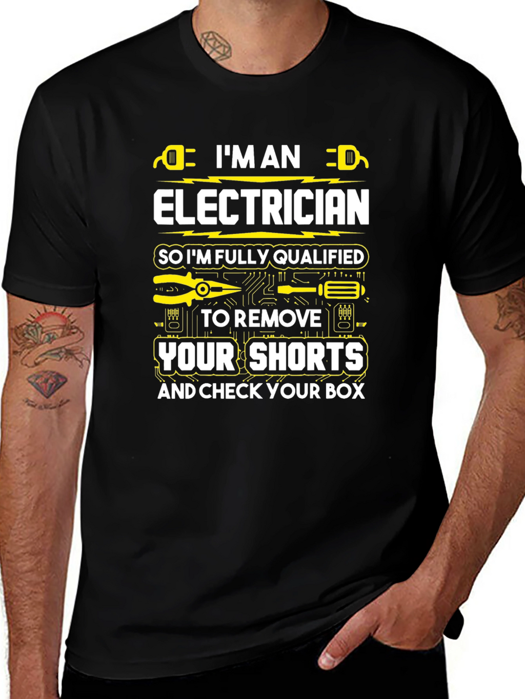 Electrician Humor T-Shirt: Shorts and Box