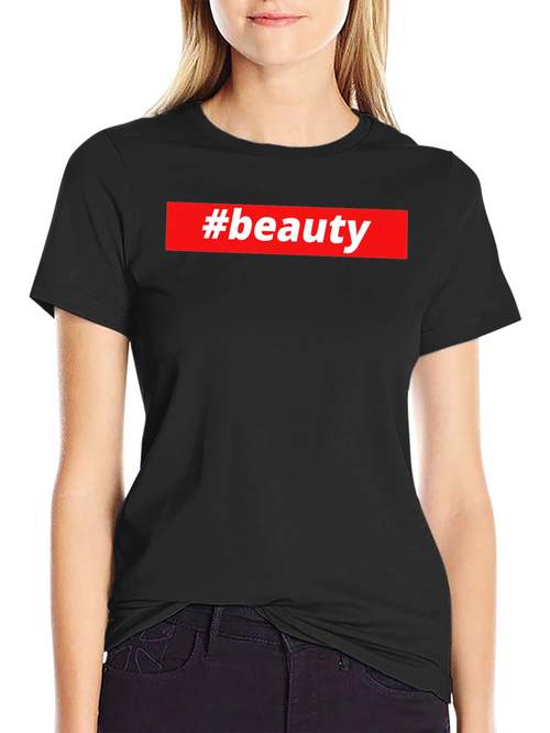 #beauty Graphic Tee - Stylish Black T-Shirt