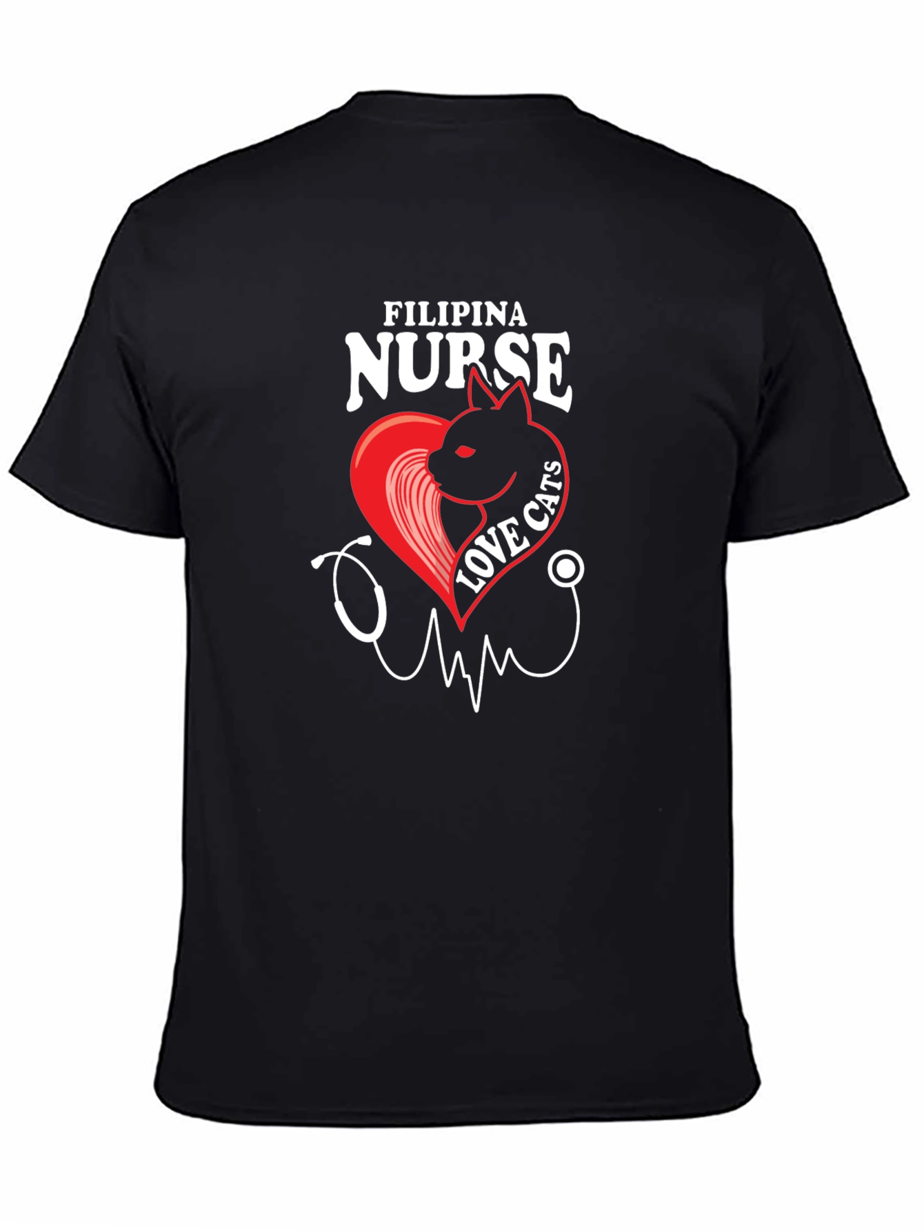 Filipina Nurse Love Cats Black T-Shirt