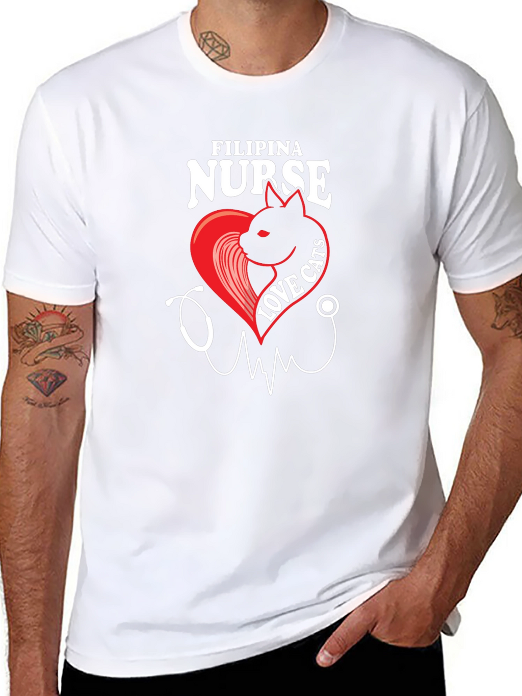 Filipina Nurse Love Cats Black T-Shirt