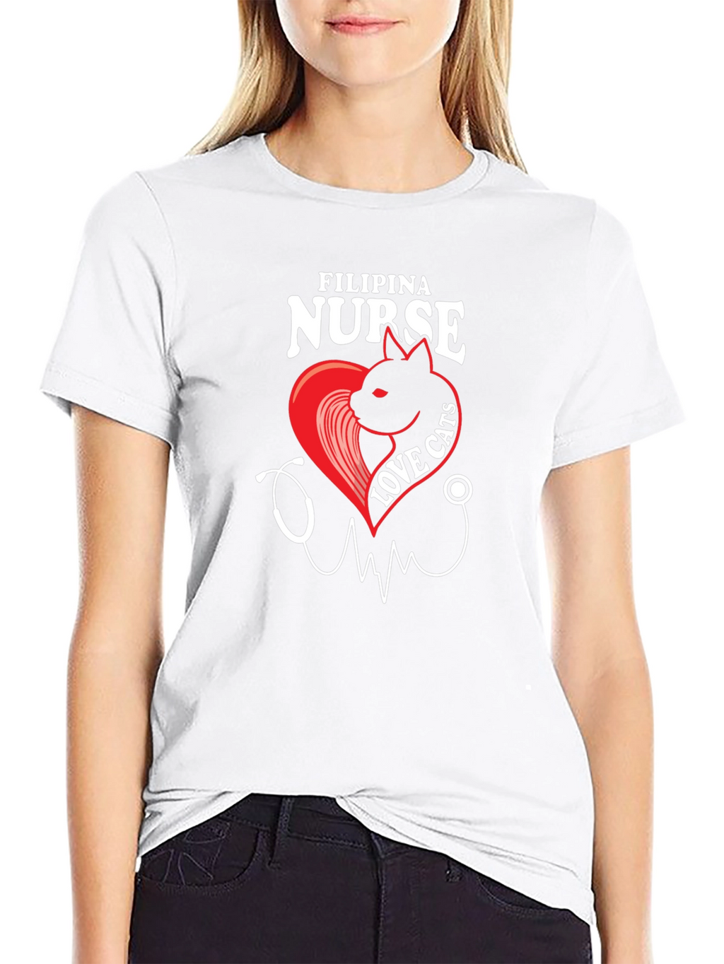 Filipina Nurse Love Cats Black T-Shirt