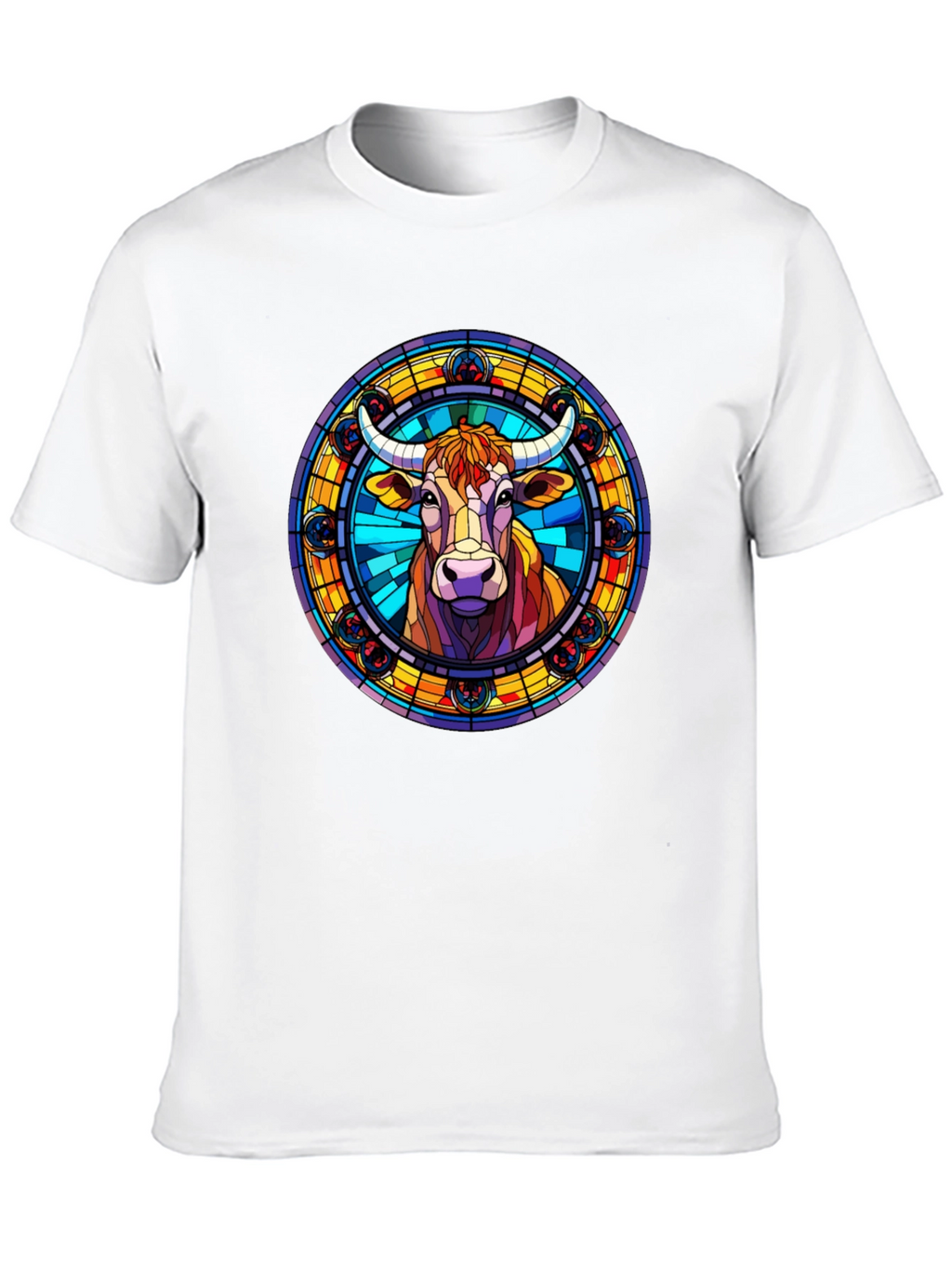 Stained Glass Cow Graphic Tee - Black